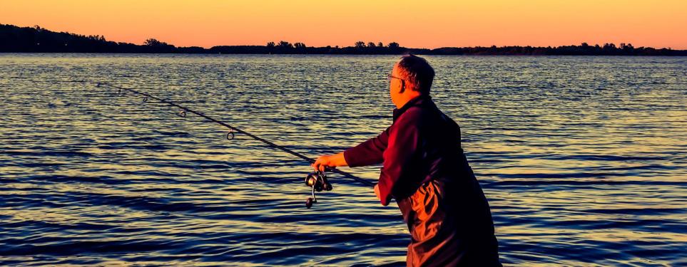 Raised Image Canadian carp fishing on a beautiful river 